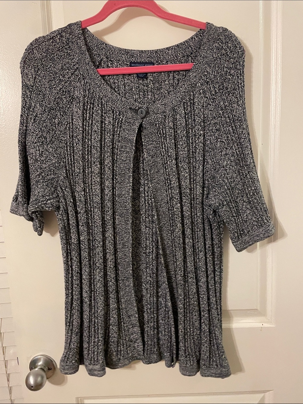 Westbound Black & Gray Ribbed Short-Sleeve Cardigan